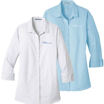 RFC141<br>Ladies Micro Tattersall Easy Care Shirt